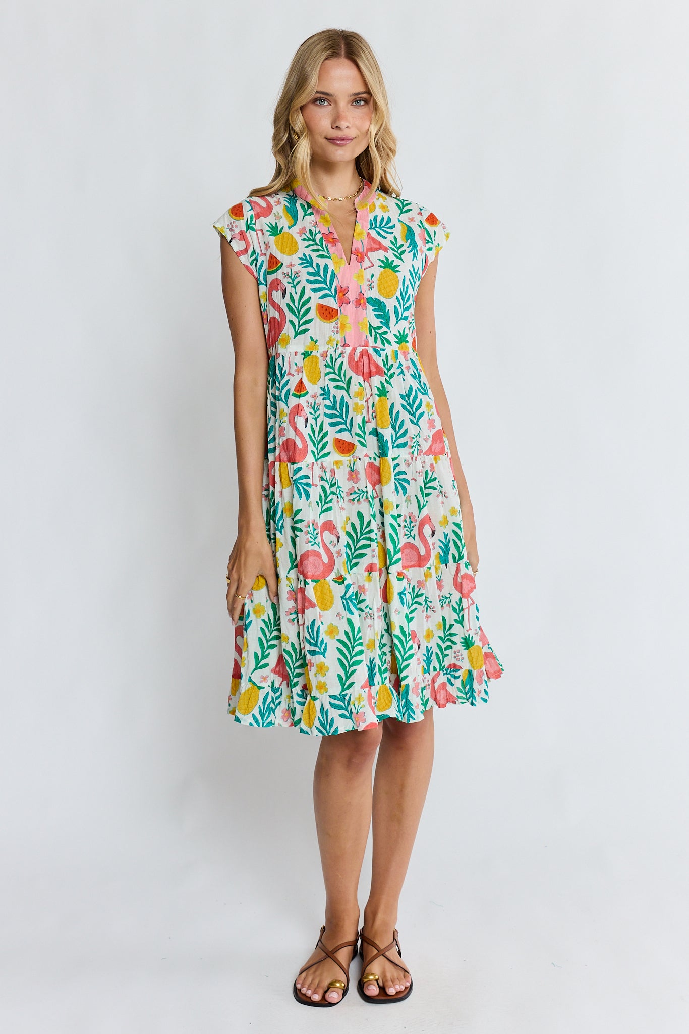 Flamingo Tier Dress White Dresses Lula Life