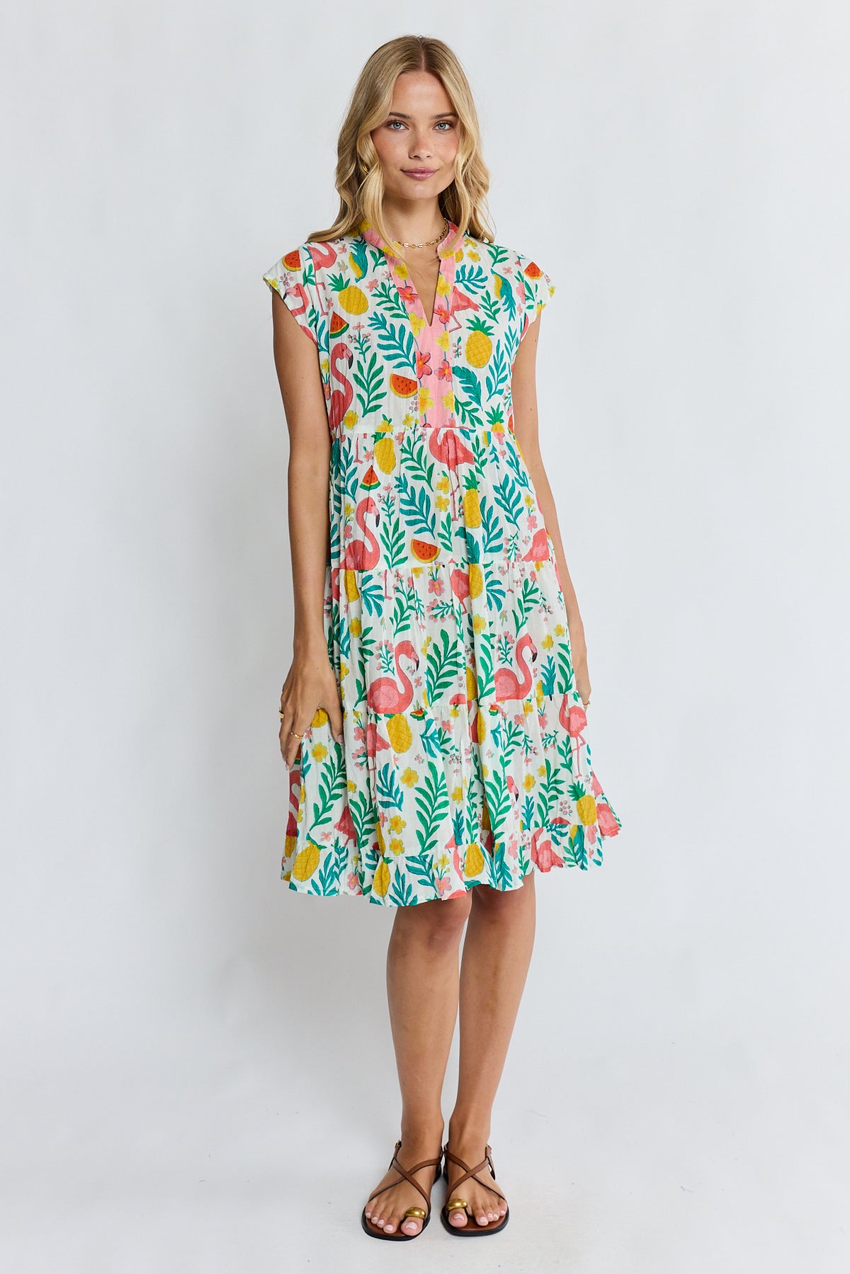 Flamingo Tier Dress White Dresses Lula Life