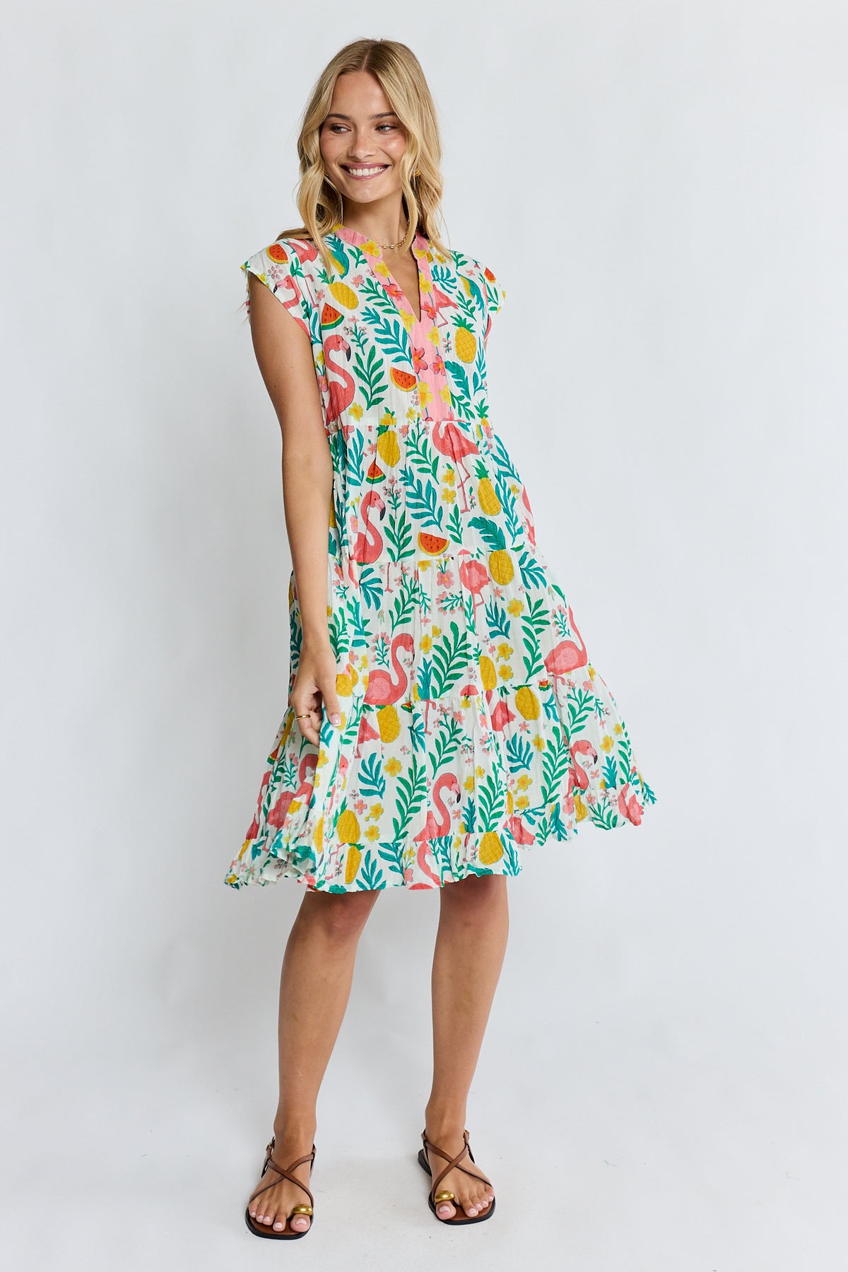 Flamingo Tier Dress White Dresses Lula Life