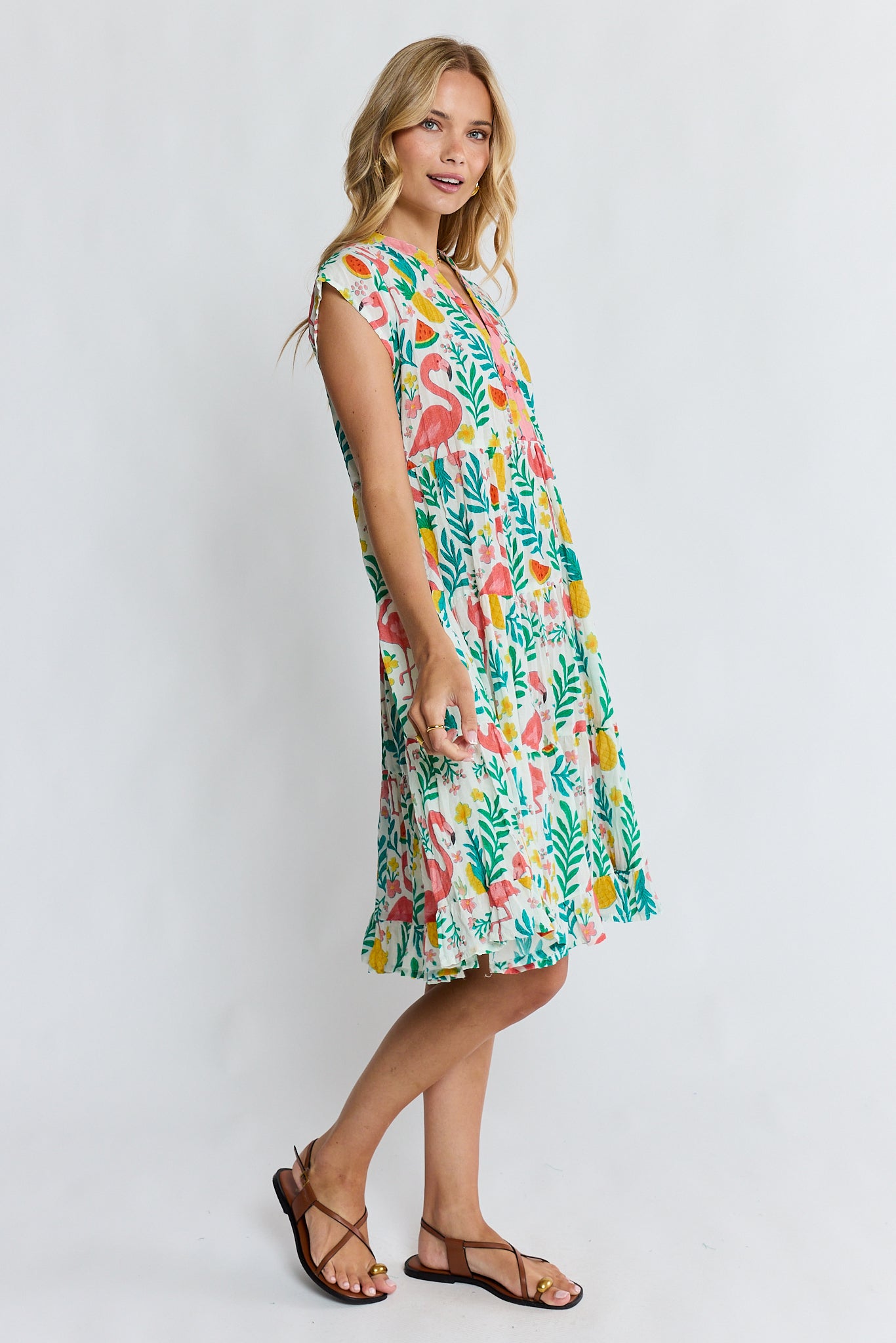 Flamingo Tier Dress White Dresses Lula Life