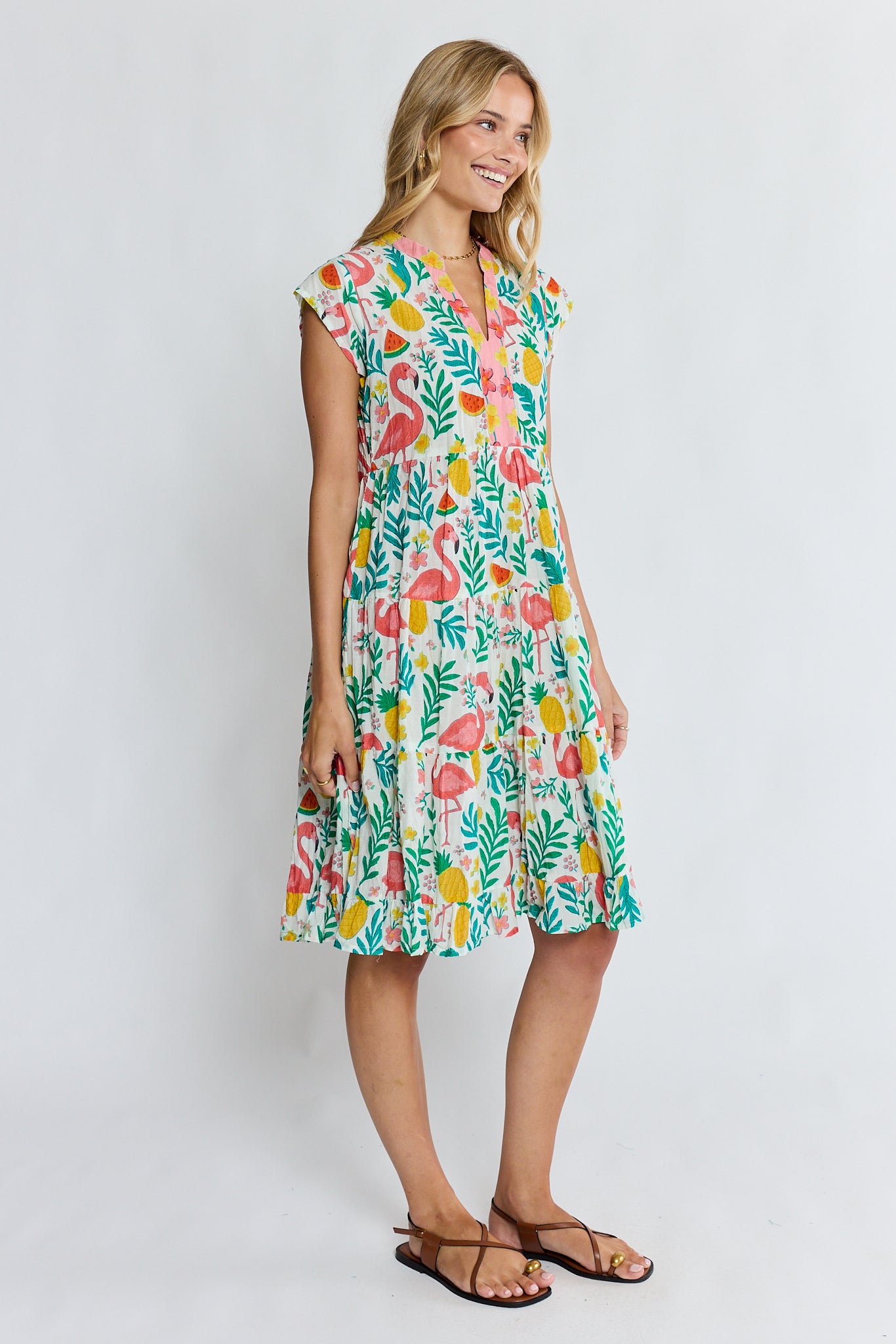 Flamingo Tier Dress White Dresses Lula Life