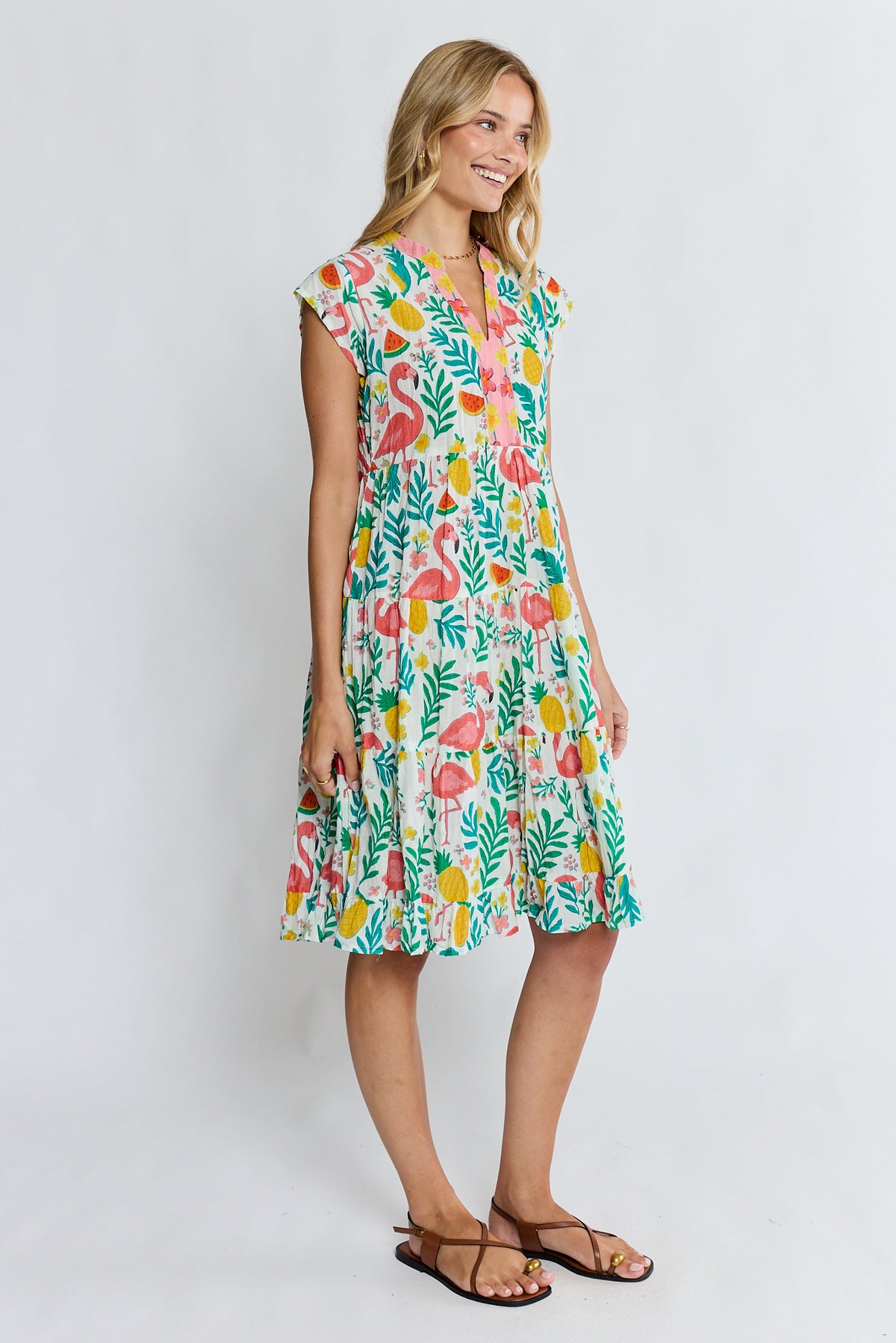 Flamingo Tier Dress White Dresses Lula Life