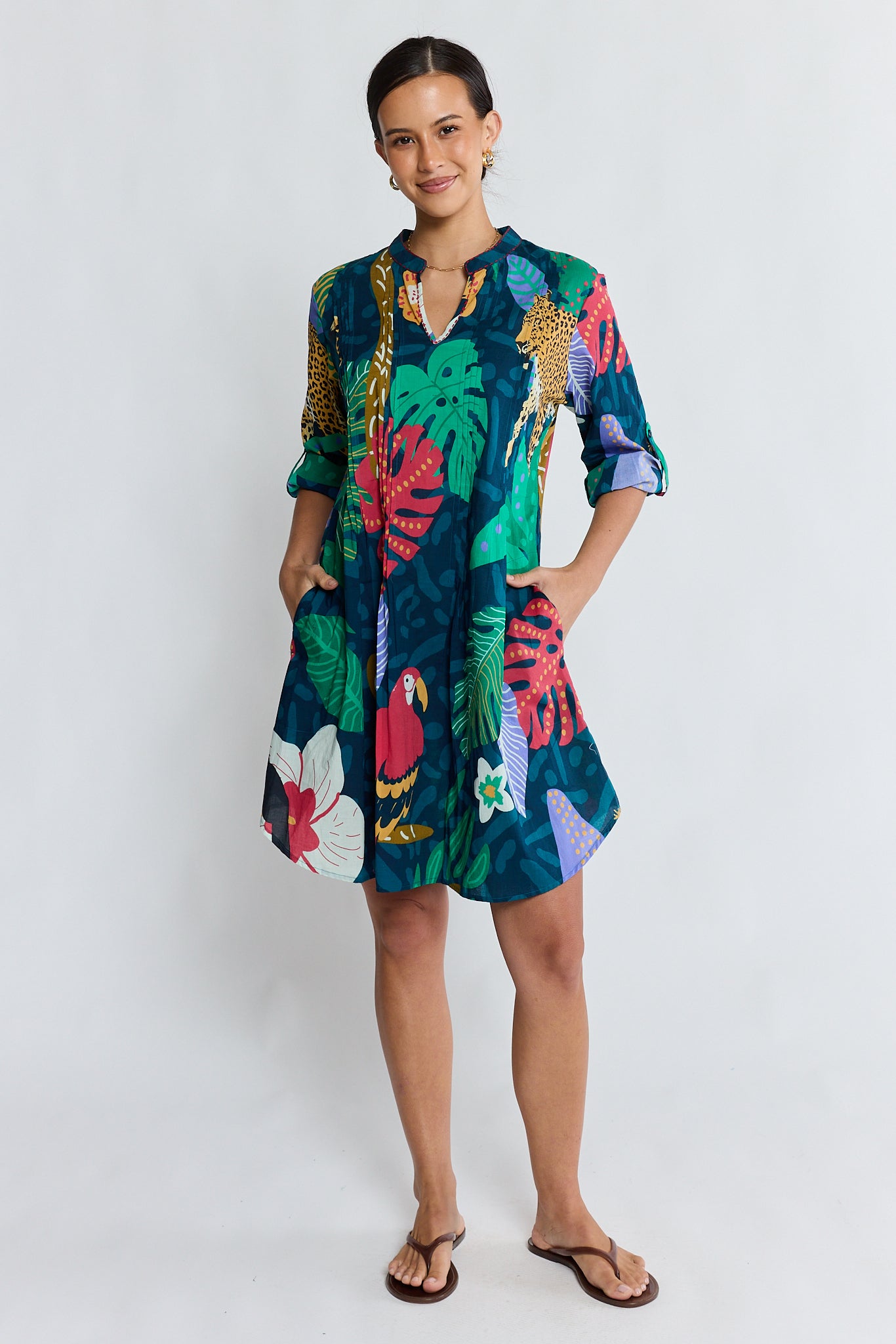 Jungle Fever Tuck Dress Navy Dresses Lula Life
