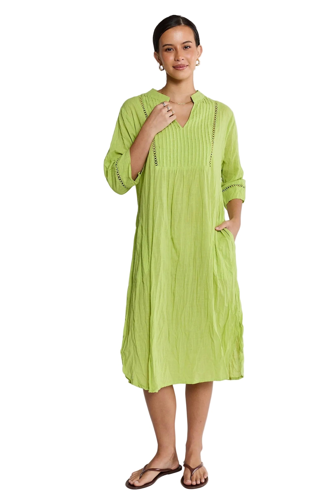 Laverne Kaftan Dress Matcha Dresses Lula Life XS(36)