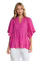 Laverne PIN Tuck Top Fuschia Tops Lula Life S(37)