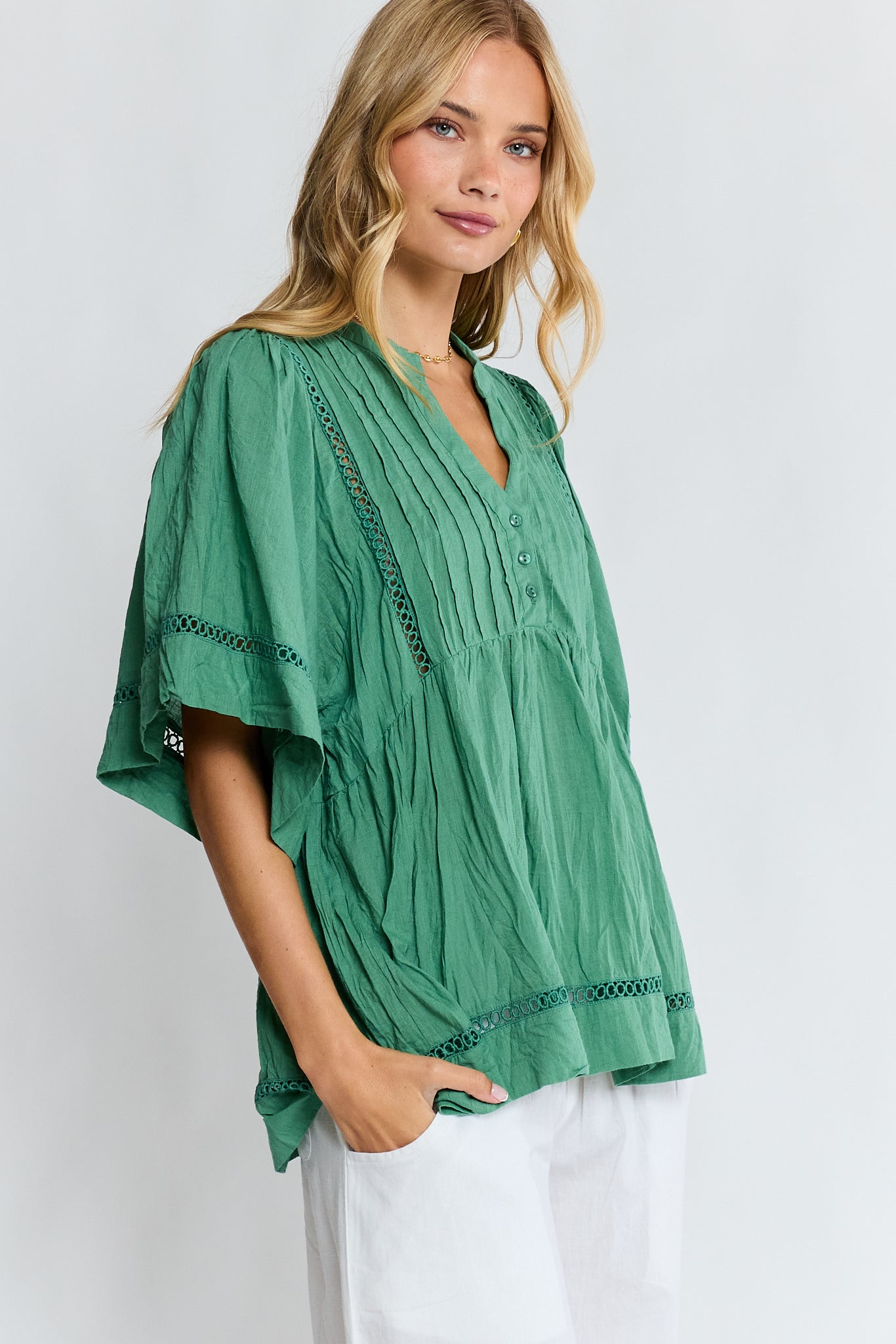 Laverne PIN Tuck Top Gumleaf Tops Lula Life