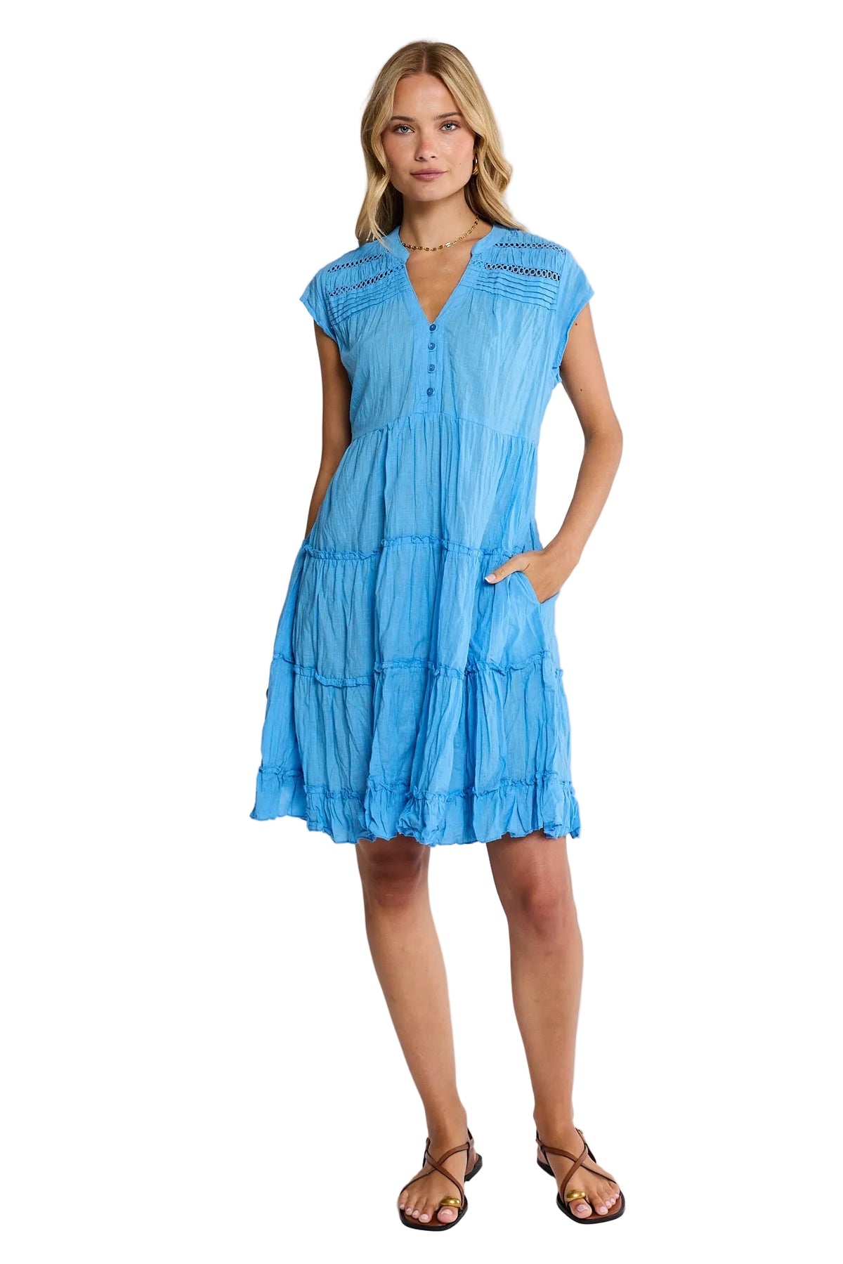Laverne Tier Dress Sky Dresses Lula Life XS(36)