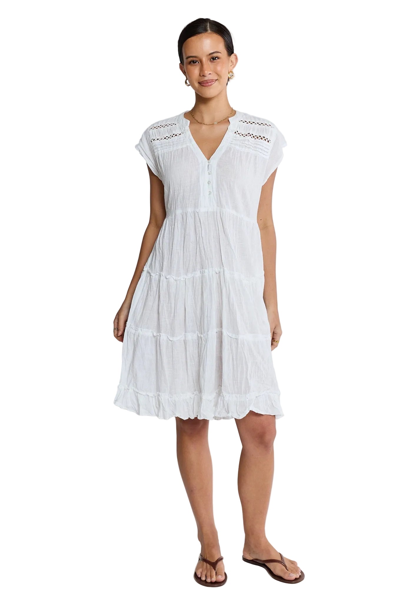 Laverne Tier Dress White Dresses Lula Life S(37)