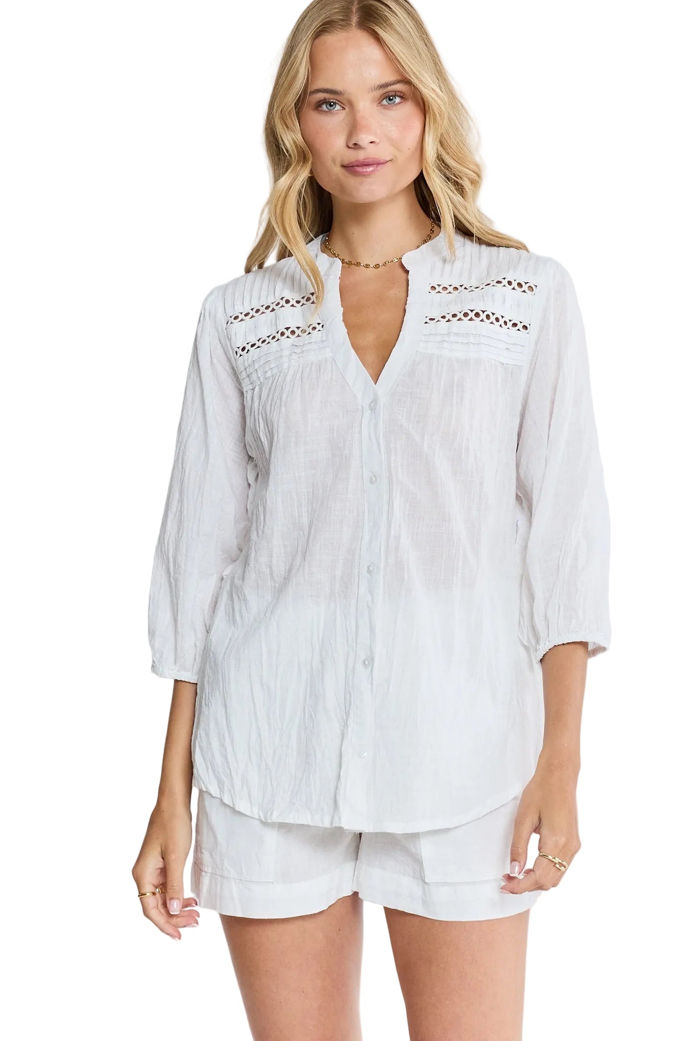 Laverne Tuck Shirt White Tops Lula Life S(37)