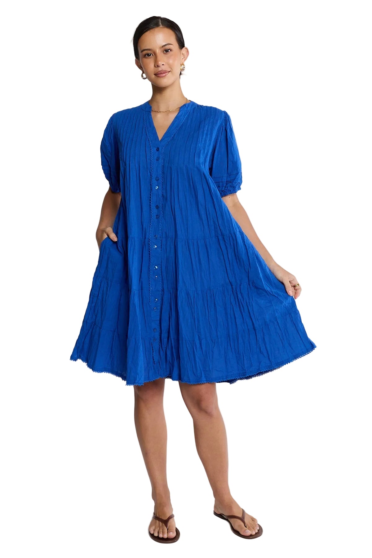 Marilyn Button Dress Azure Dresses Lula Life XS(36)