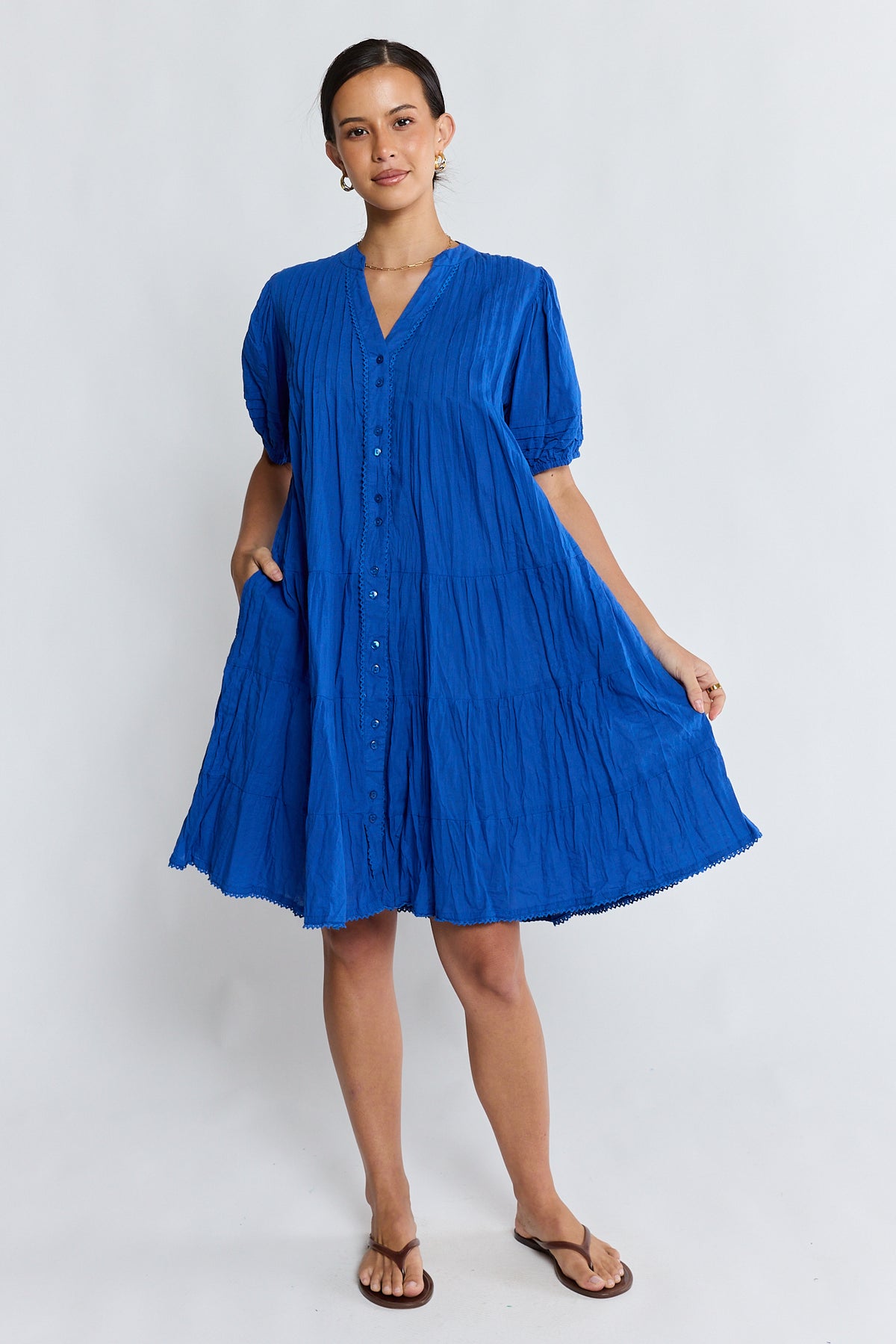 Marilyn Button Dress Azure Dresses Lula Life