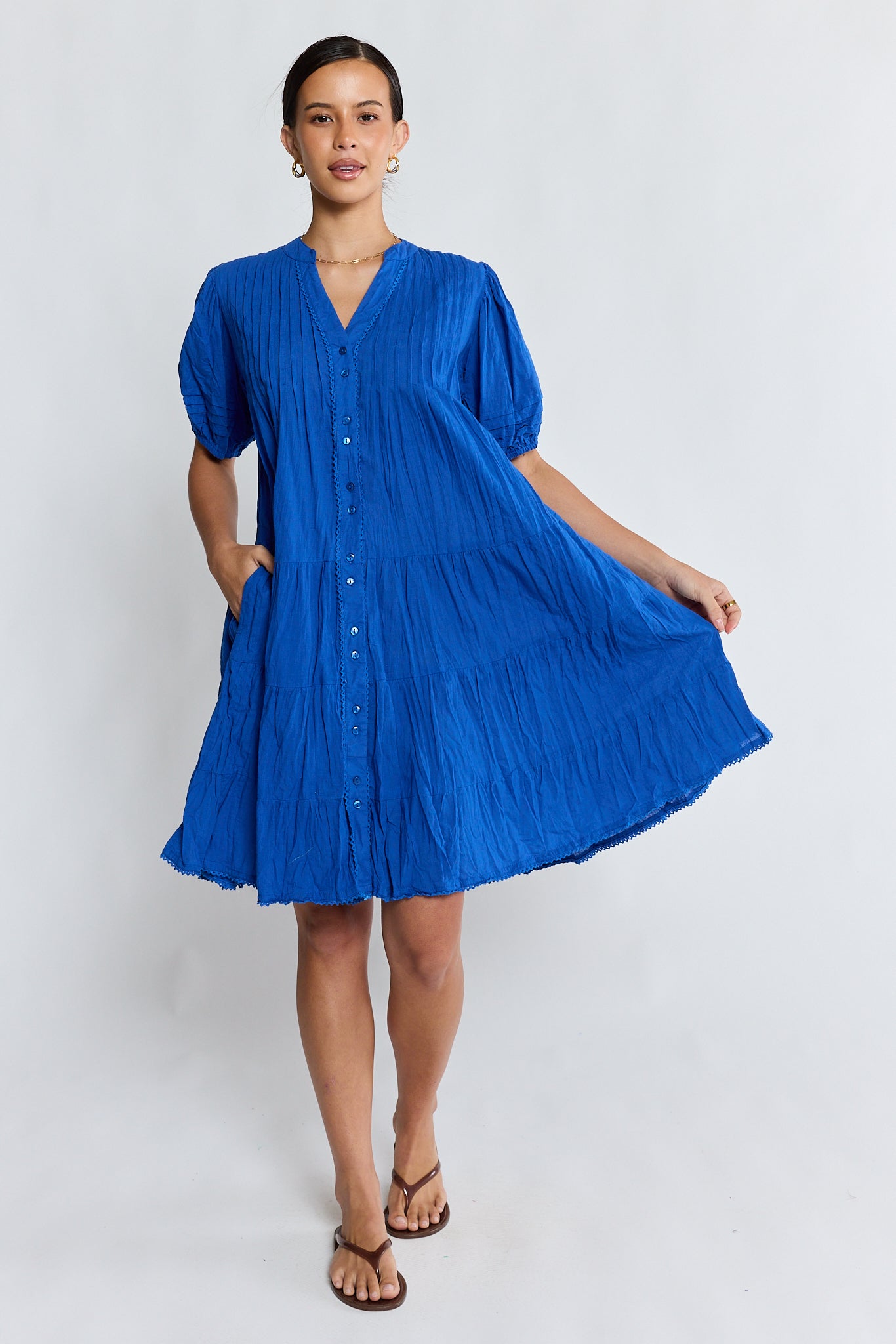 Marilyn Button Dress Azure Dresses Lula Life