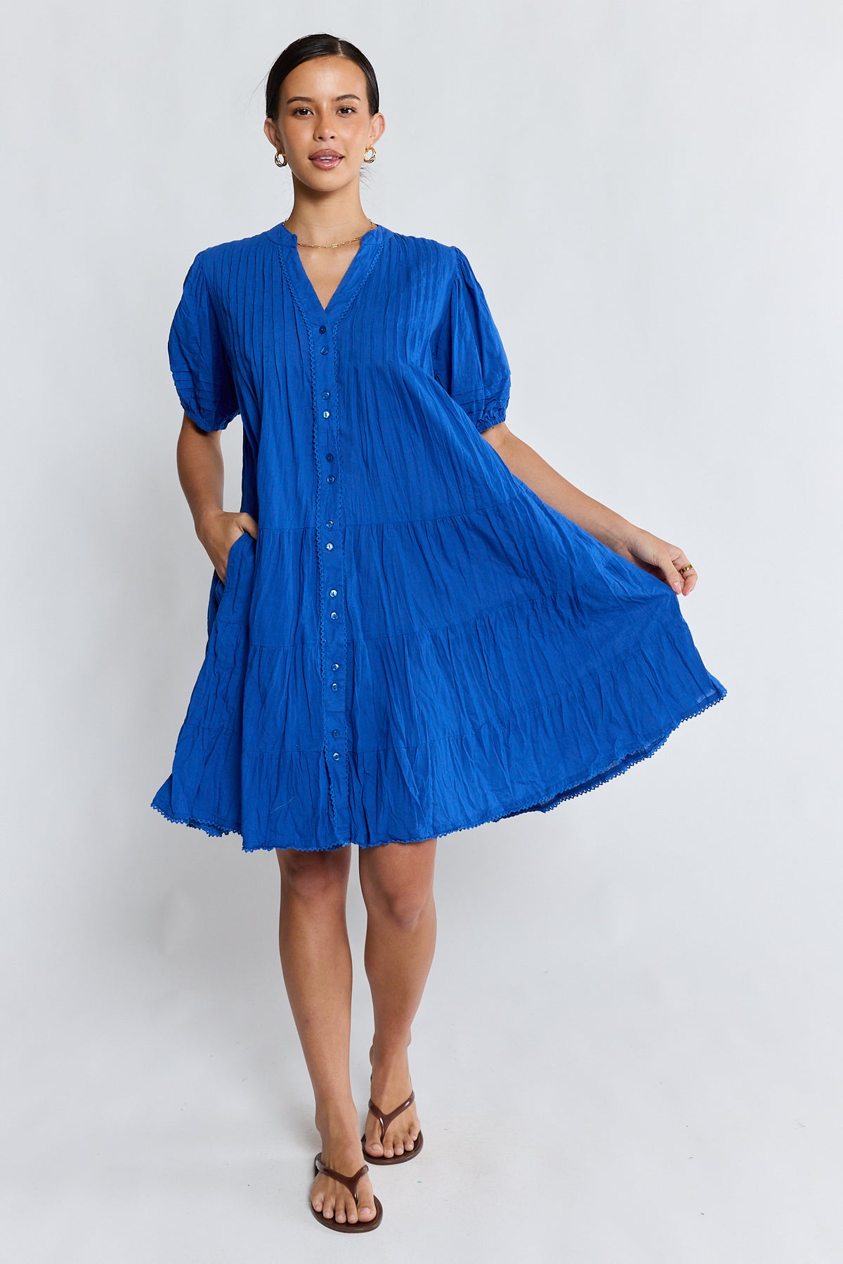 Marilyn Button Dress Azure Dresses Lula Life