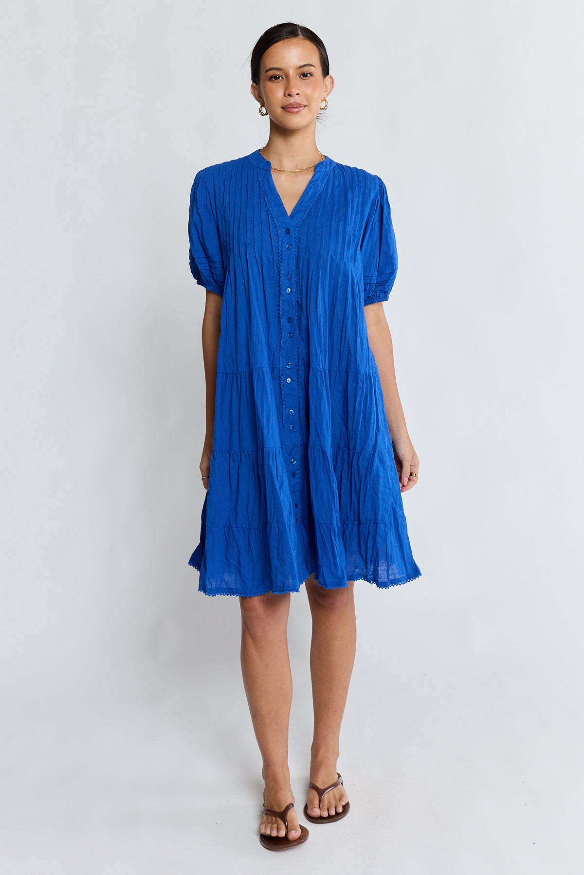 Marilyn Button Dress Azure Dresses Lula Life