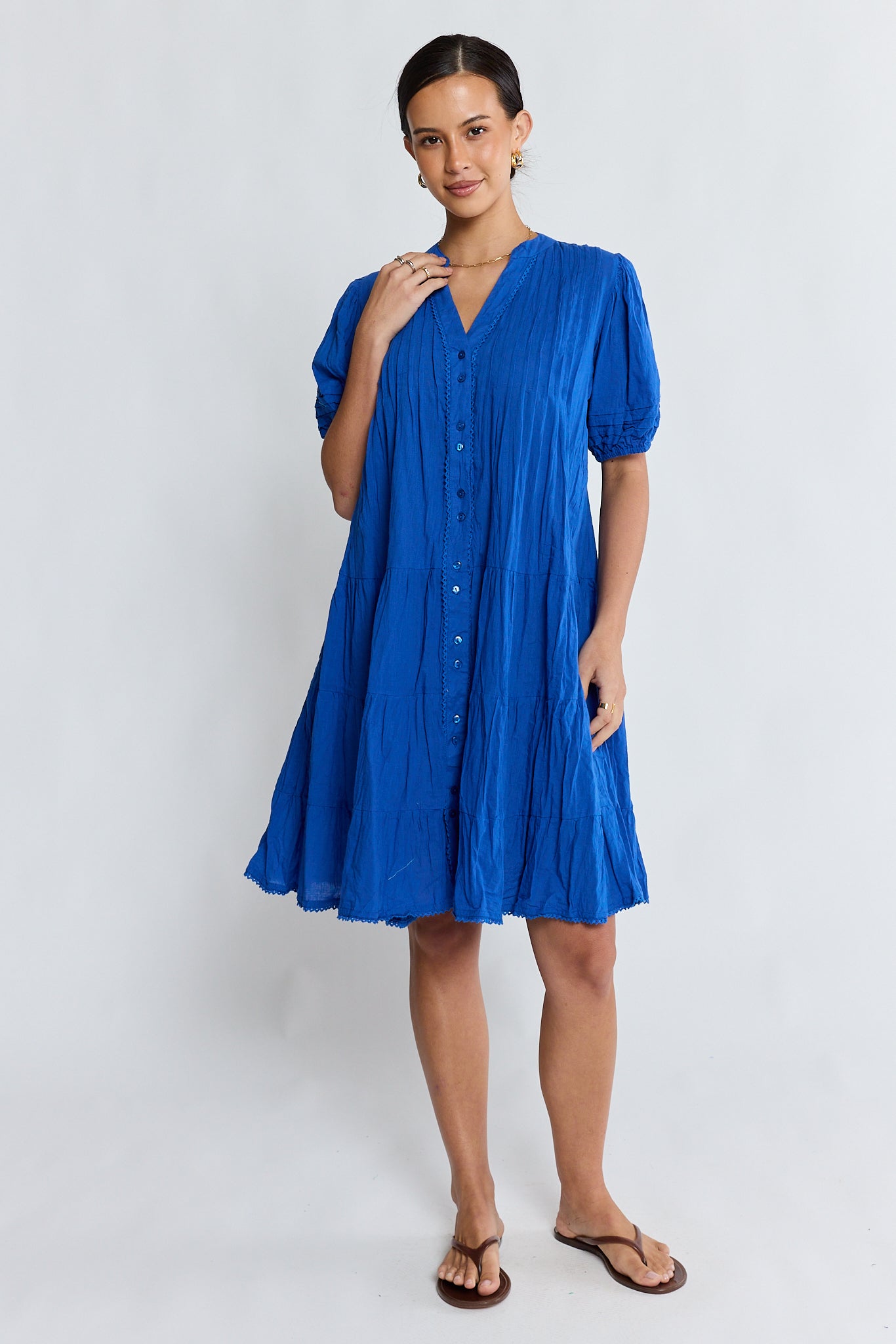 Marilyn Button Dress Azure Dresses Lula Life