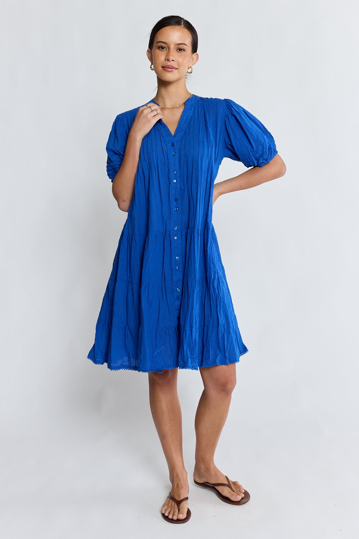 Marilyn Button Dress Azure Dresses Lula Life