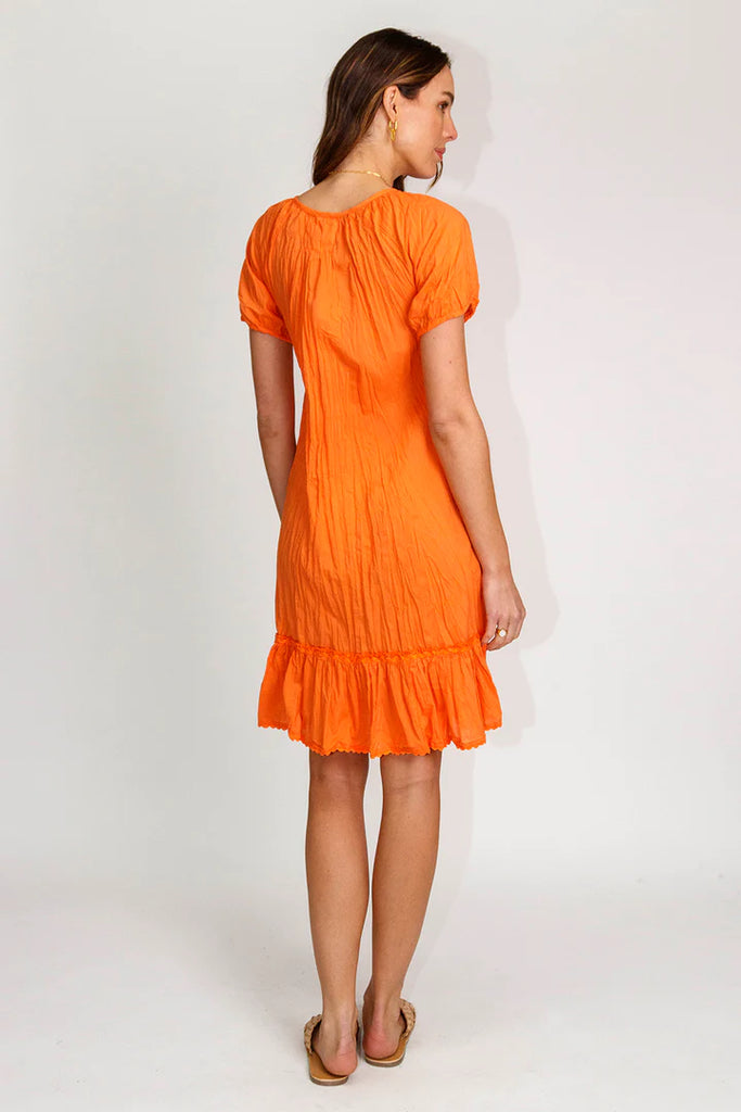 Mimi shirred Dress Flame - Global Free Style