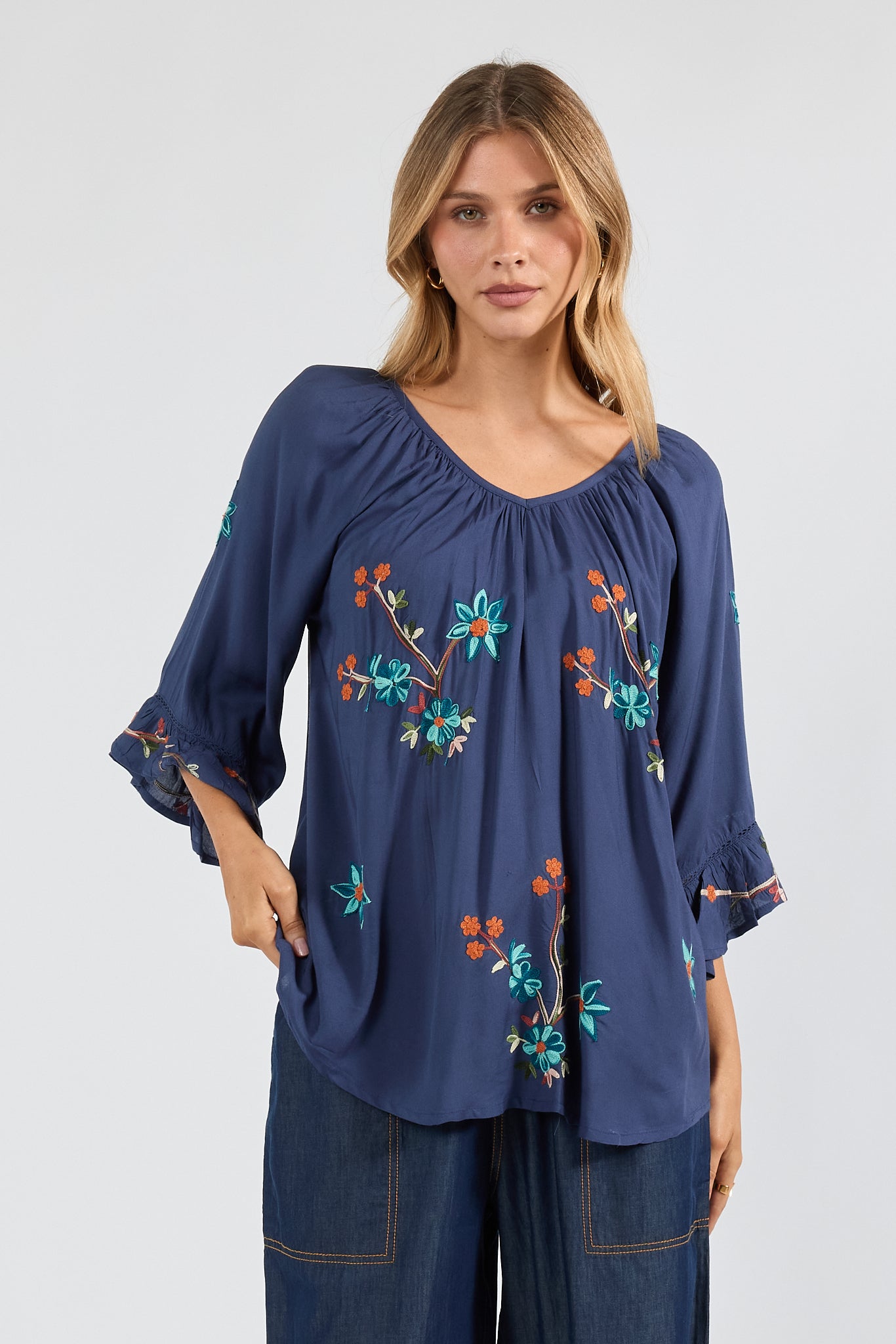 Casita Top Navy Tops Lula Soul