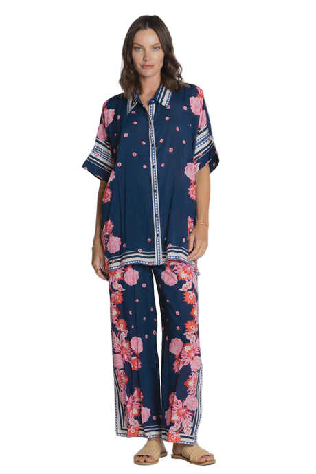 Ladera Kaftan Shirt Navy Tops Lula Soul