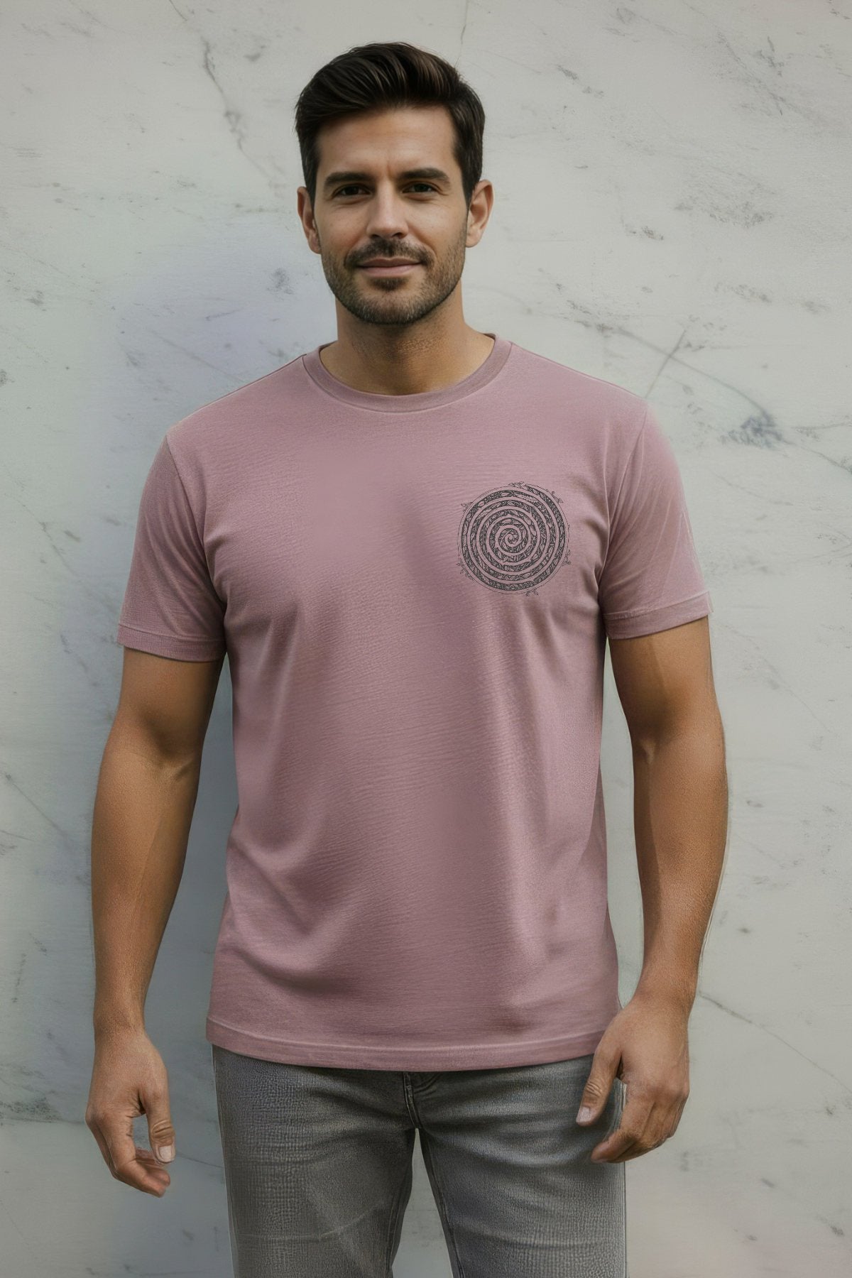 Spiral Washed Mauve Mens T-shirt - Global Free Style