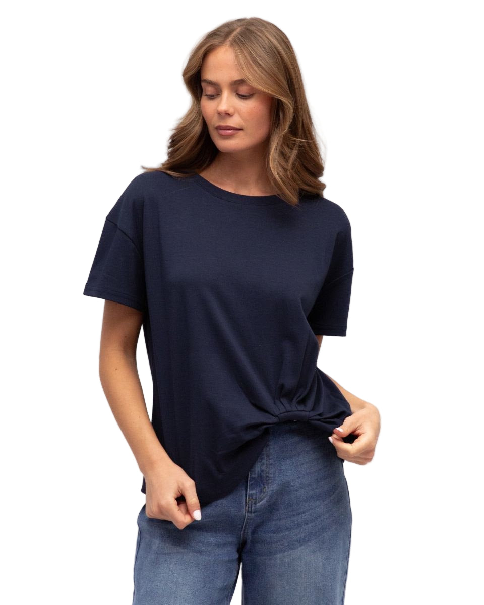 Navy Easy Tuck Tee Tops Label of Love S(8-10)