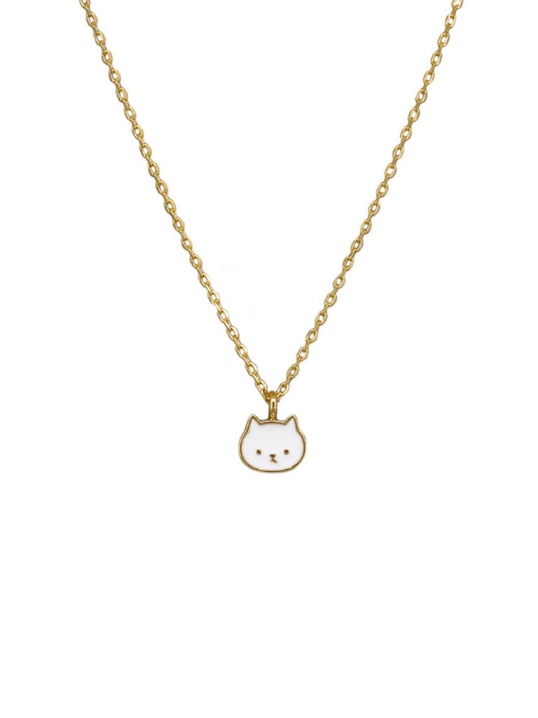 Gold and White Kitty Cat Necklace Necklaces Tiger Tree