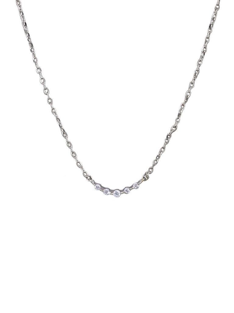 Silver Crystal Dainty Bar Necklace Necklaces Tiger Tree