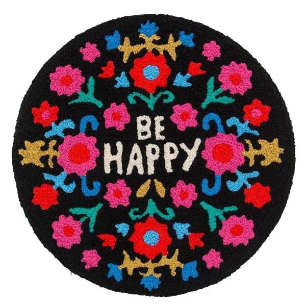 Natural Life Round Rug Be Happy Gifts and Accessories Natural Life   