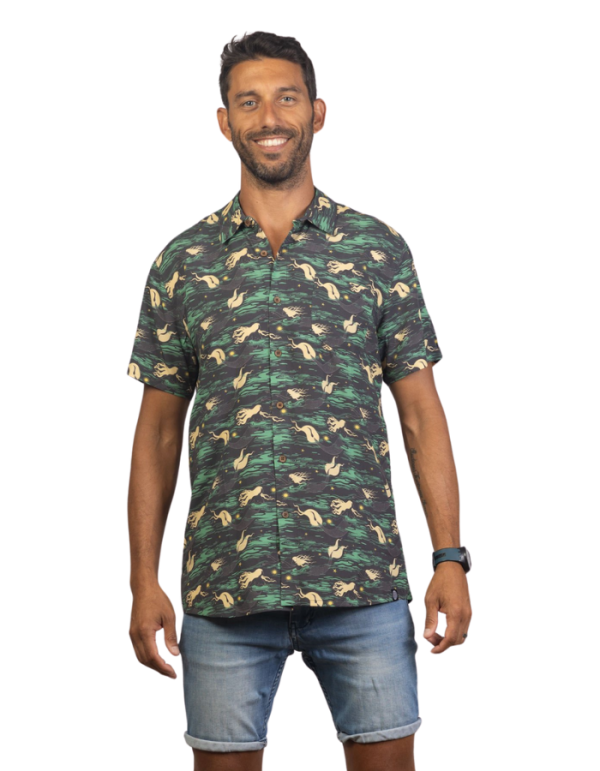 Mermaid Rayon Mens Short Sleeve Shirt Mens Tops Skumi S