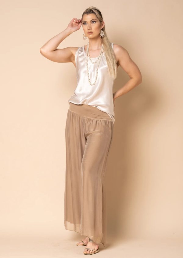 Gia Silk Pants in Desert Bottoms Imagine   