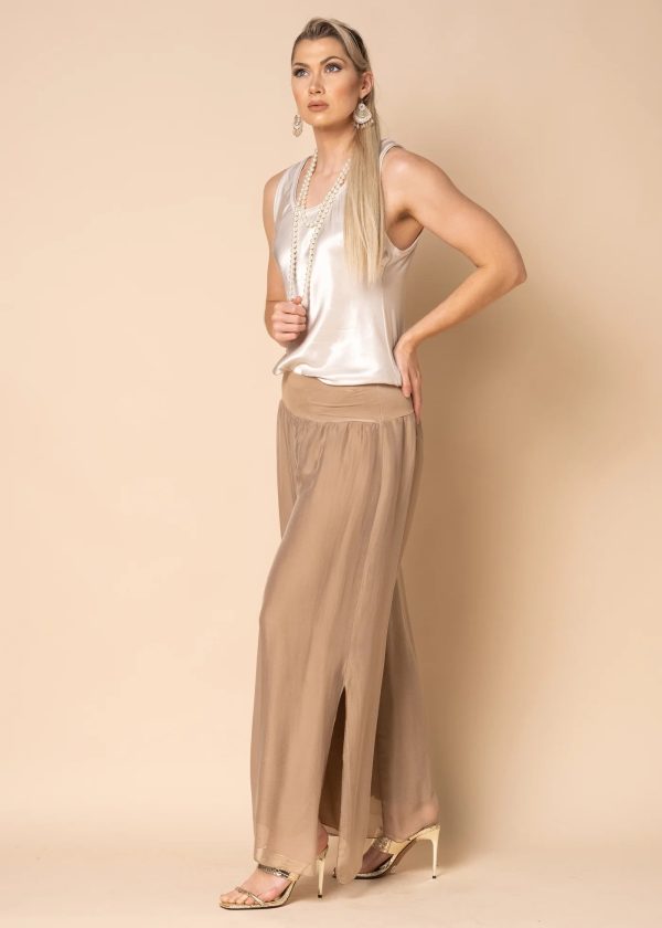 Gia Silk Pants in Desert Bottoms Imagine   