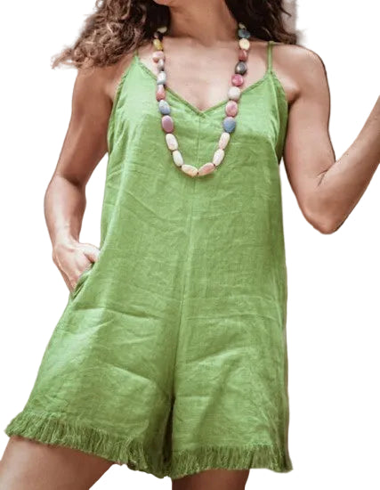 Rae Playsuit Olive Linen Dresses Coconinya S