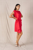 Rihanna Linen Dress Red Dresses Valeria Label