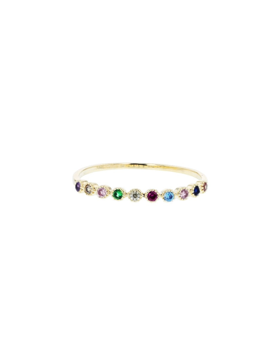 16mm Small Gold Crystal Half Band Rainbow Ring Rings Tiger Tree