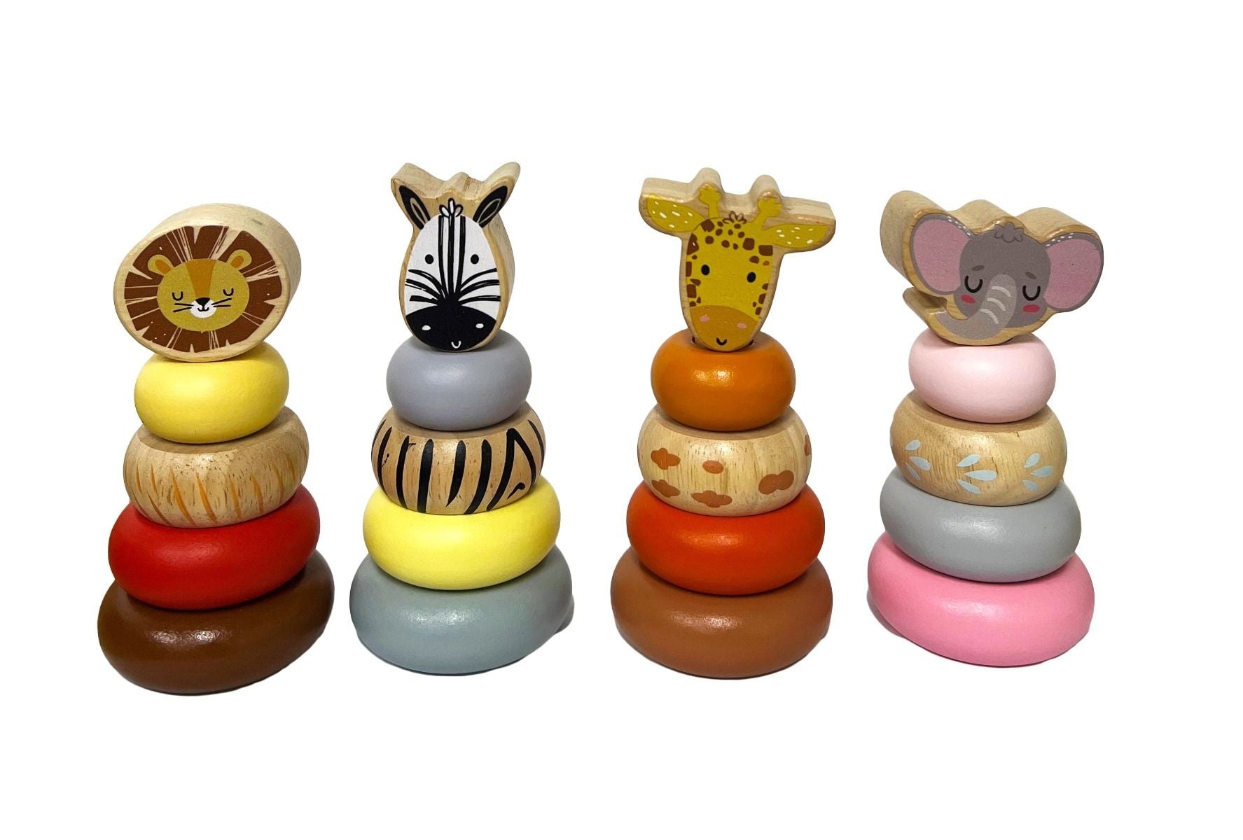 Wooden Mini Safari Animal Stacking Toy Gifts and Accessories ToysLink Elephants