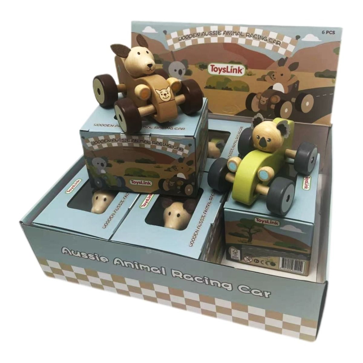 Wooden Koala & Kangaroo Wheelie Car Gifts and Accessories ToysLink