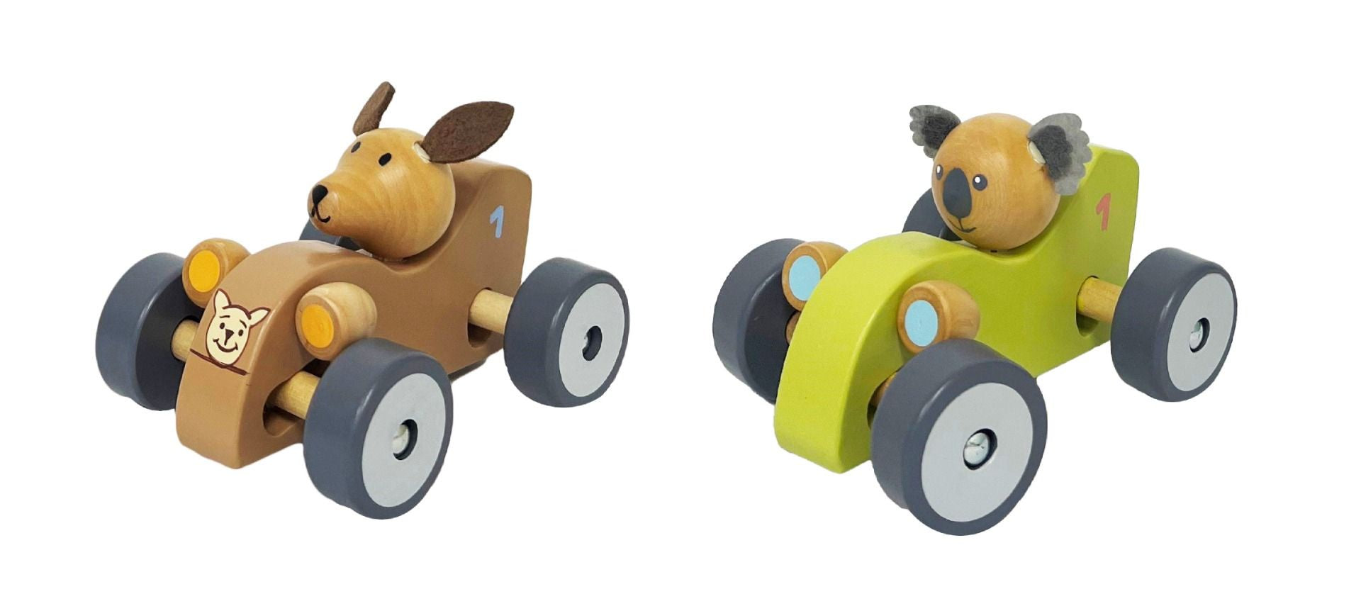 Wooden Koala & Kangaroo Wheelie Car Gifts and Accessories ToysLink Koala