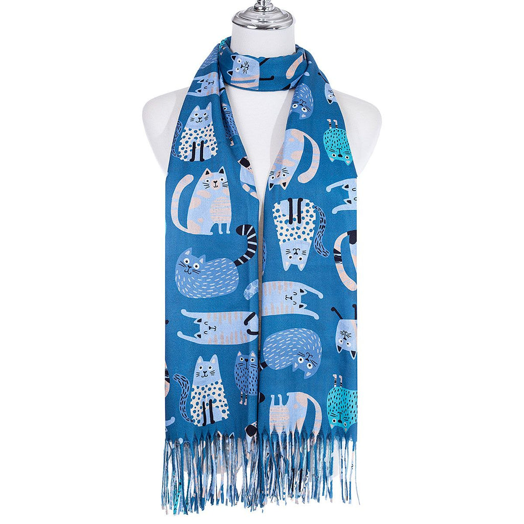 Cat Scarf Blue SC1608-6 Scarves and Sarongs Ivys
