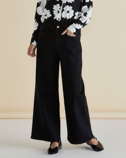 Wilma Wide Leg Jean - Black Bottoms Betty Basics