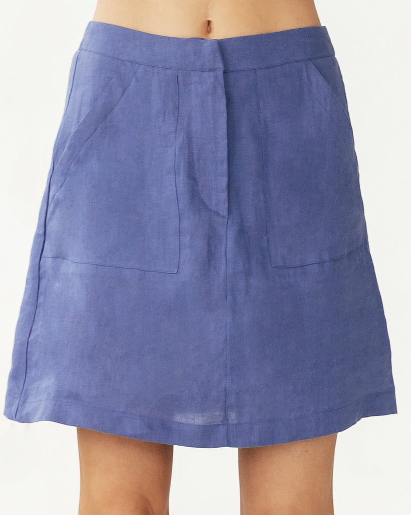 Aria Linen Skirt Blue - Global Free Style