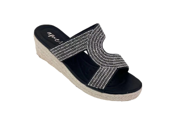S-glitz Bling Wedge Black Shoes Ameise 36