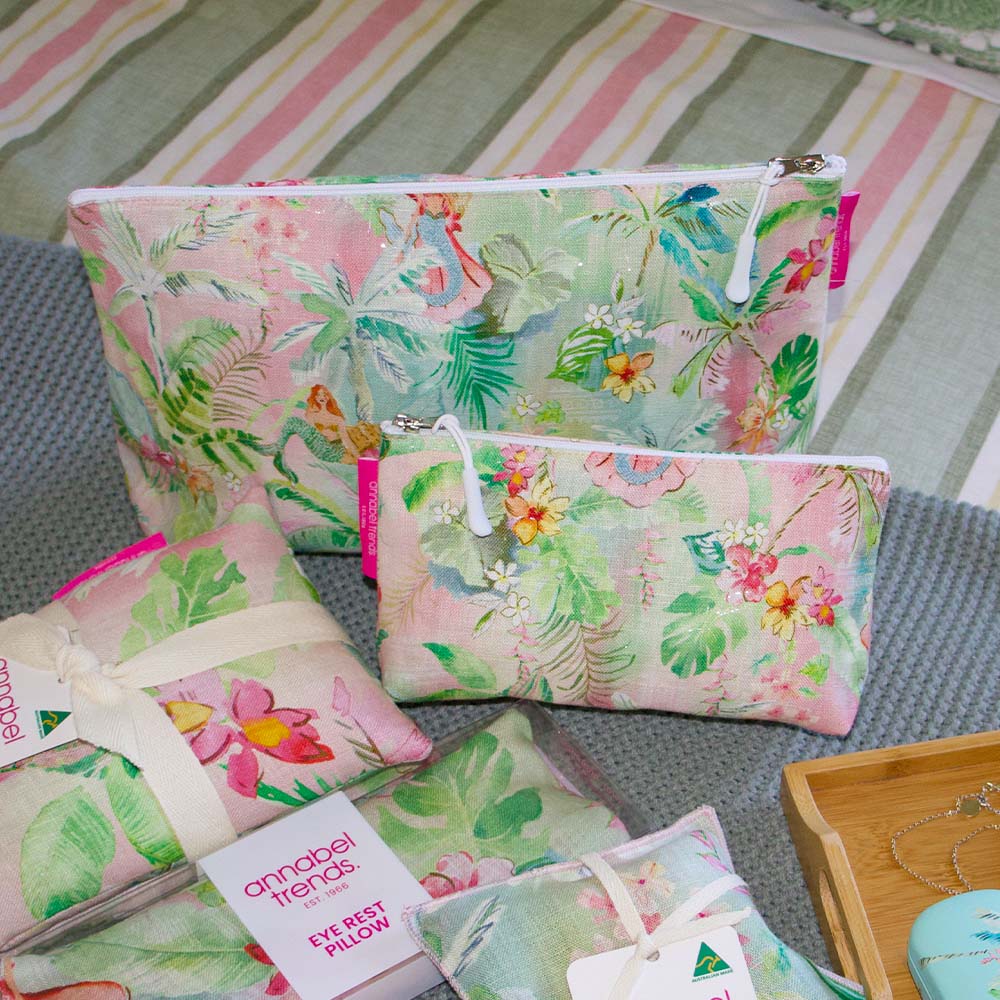 Cosmetic Bag Linen Cotton Small Tiki Island Bags and Purses Annabel Trends