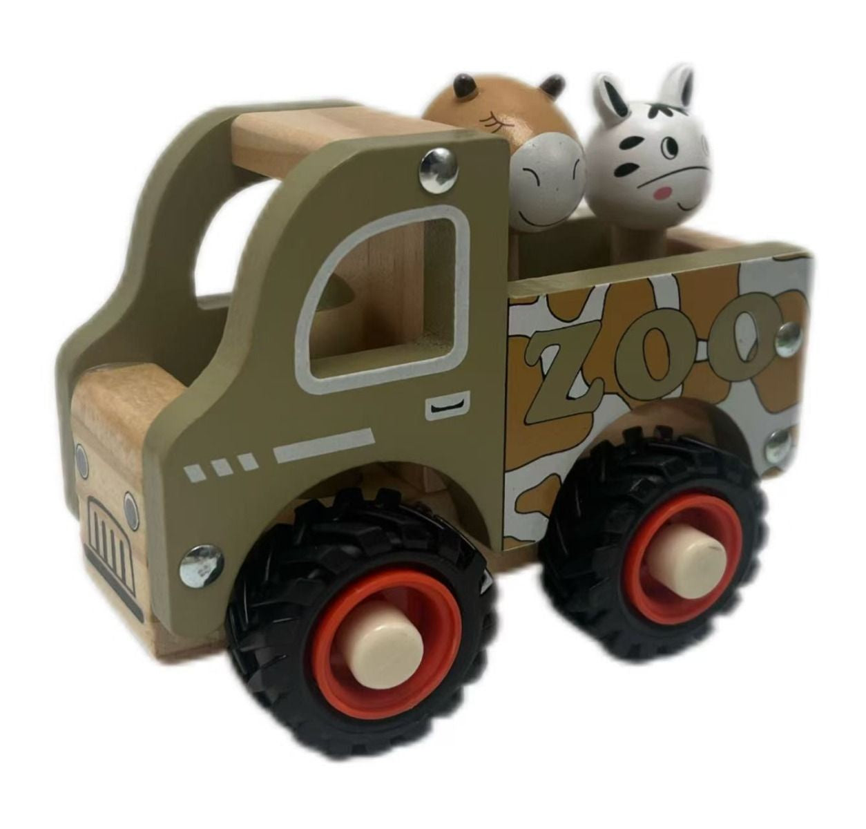 Wooden Zoo Truck Toy with Animal Figurines Gifts and Accessories ToysLink