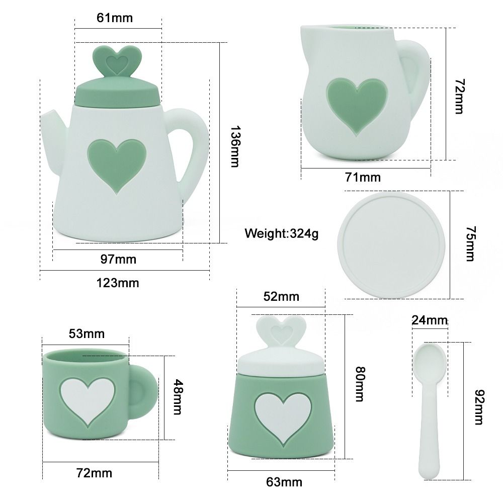 Green Silicone Tea Set Gifts and Accessories ToysLink