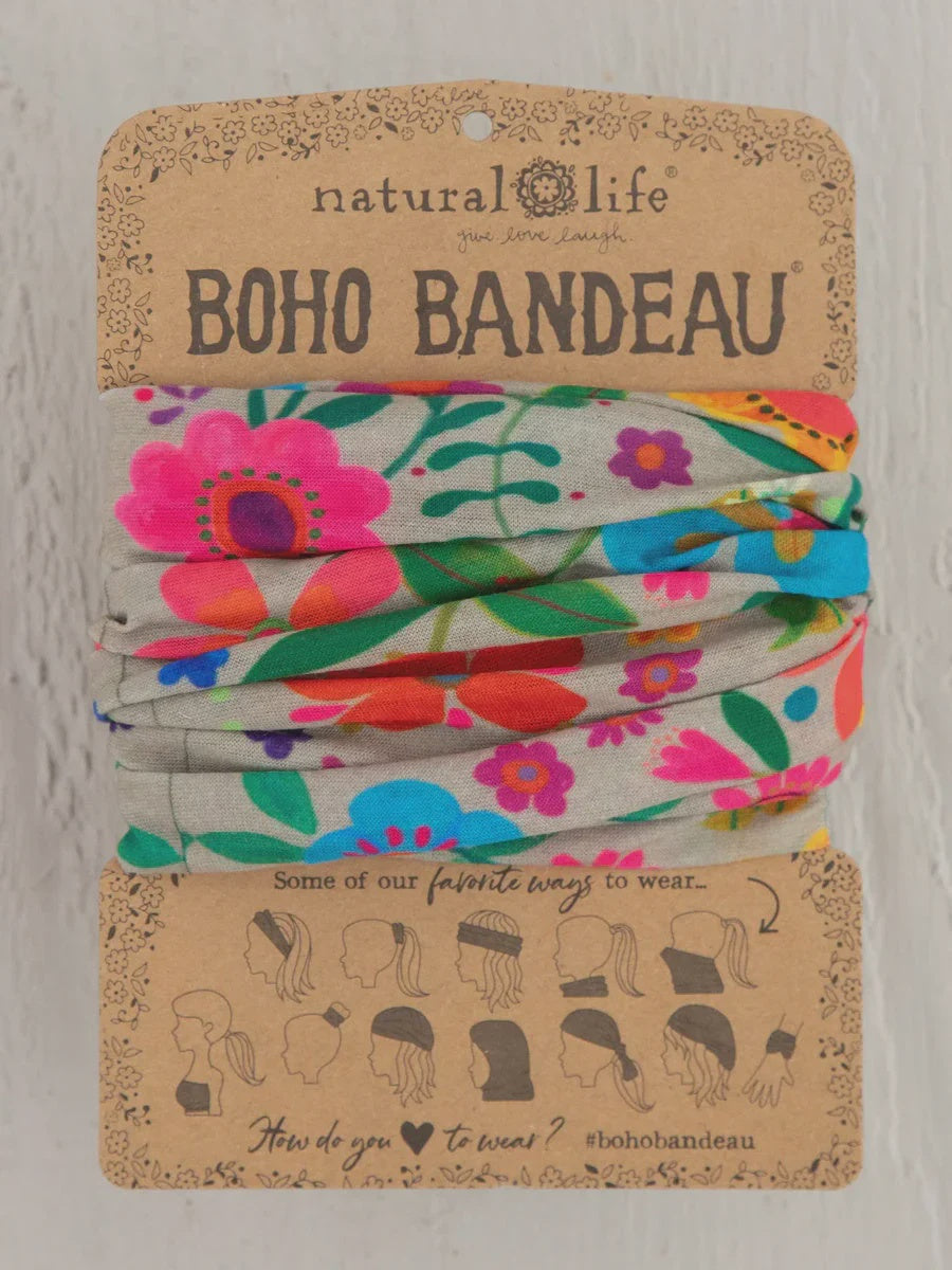 Boho Bandeau Light Taupe Folk Flower Bandeau Natural Life
