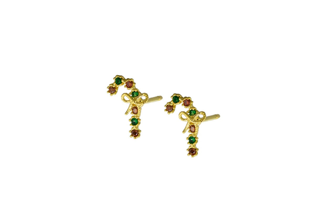 Crystal Candy Cane Studs Earrings Tiger Tree