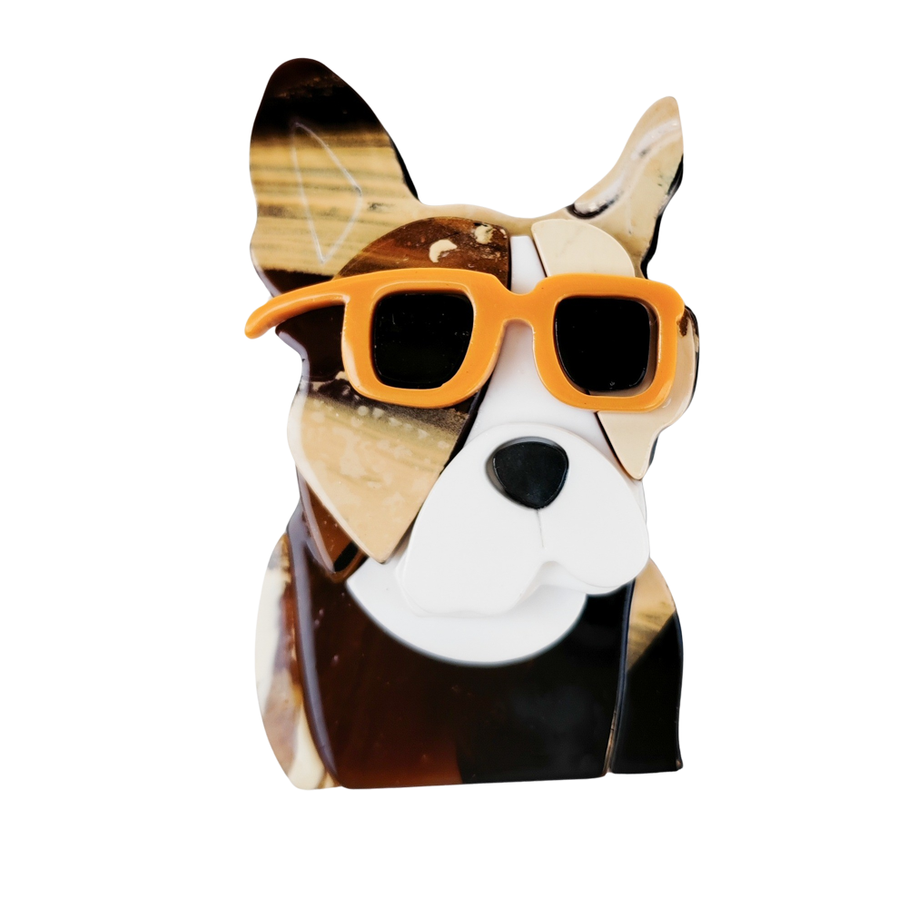 Iris Frenchie Brooch Brown Brooches Urban