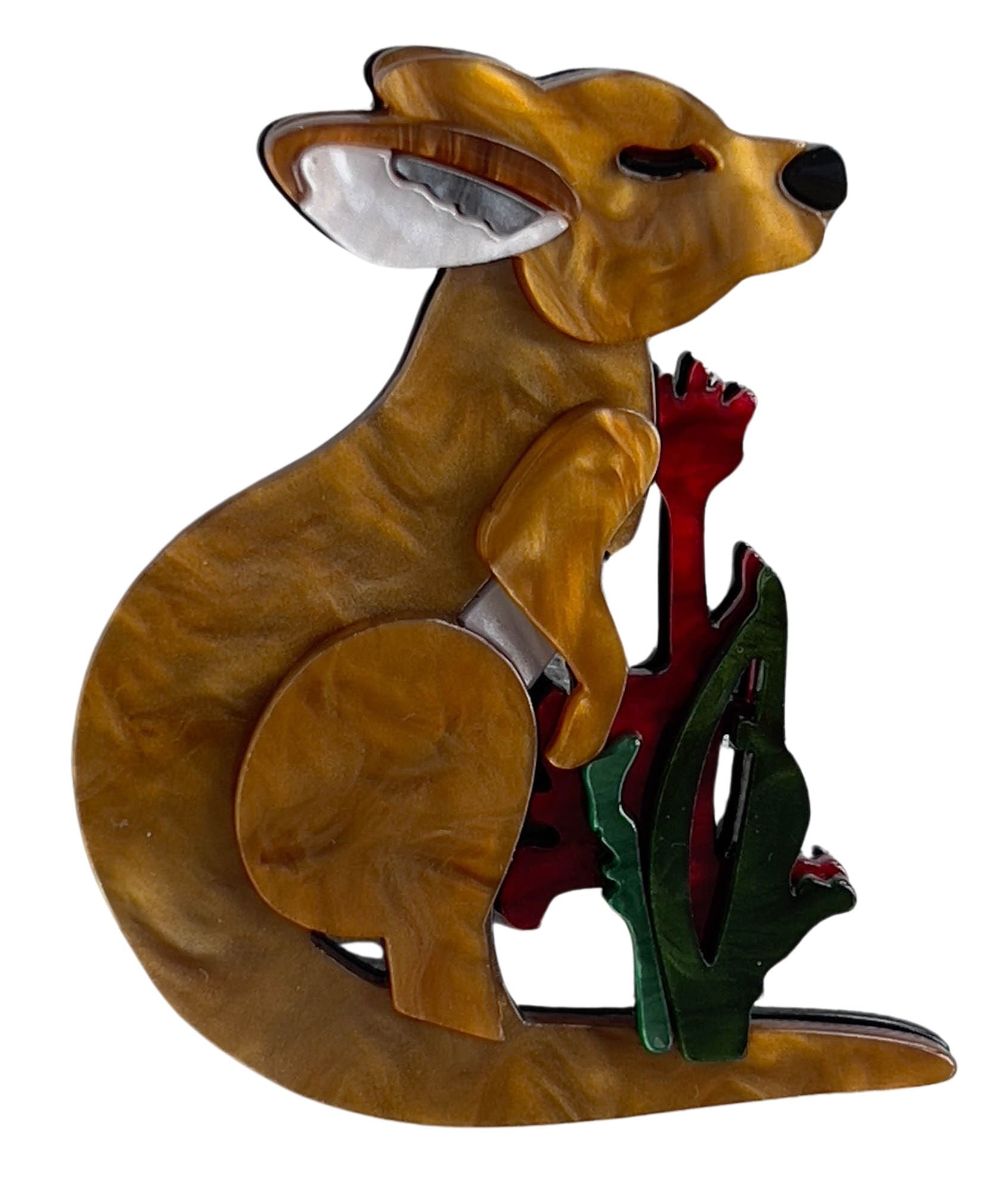Iris Kangaroo Brooch Brown Brooches Urban