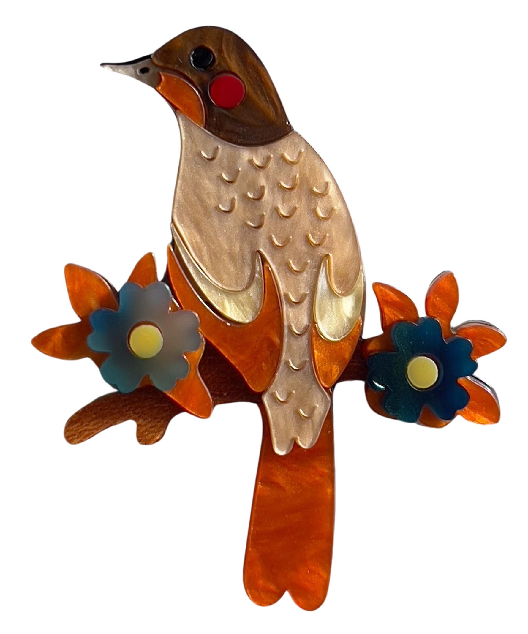 Iris Honeyeater Brooch Peach Brooches Urban