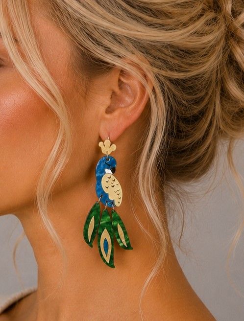 Pop Peacock Earrings Blue - Global Free Style